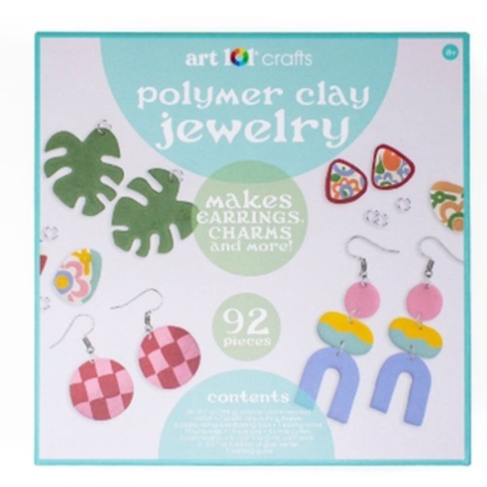 Art 101® Crafts Polymer Clay Jewelry Kit 92 Piece Makes Earrings, Charms, Etc s1